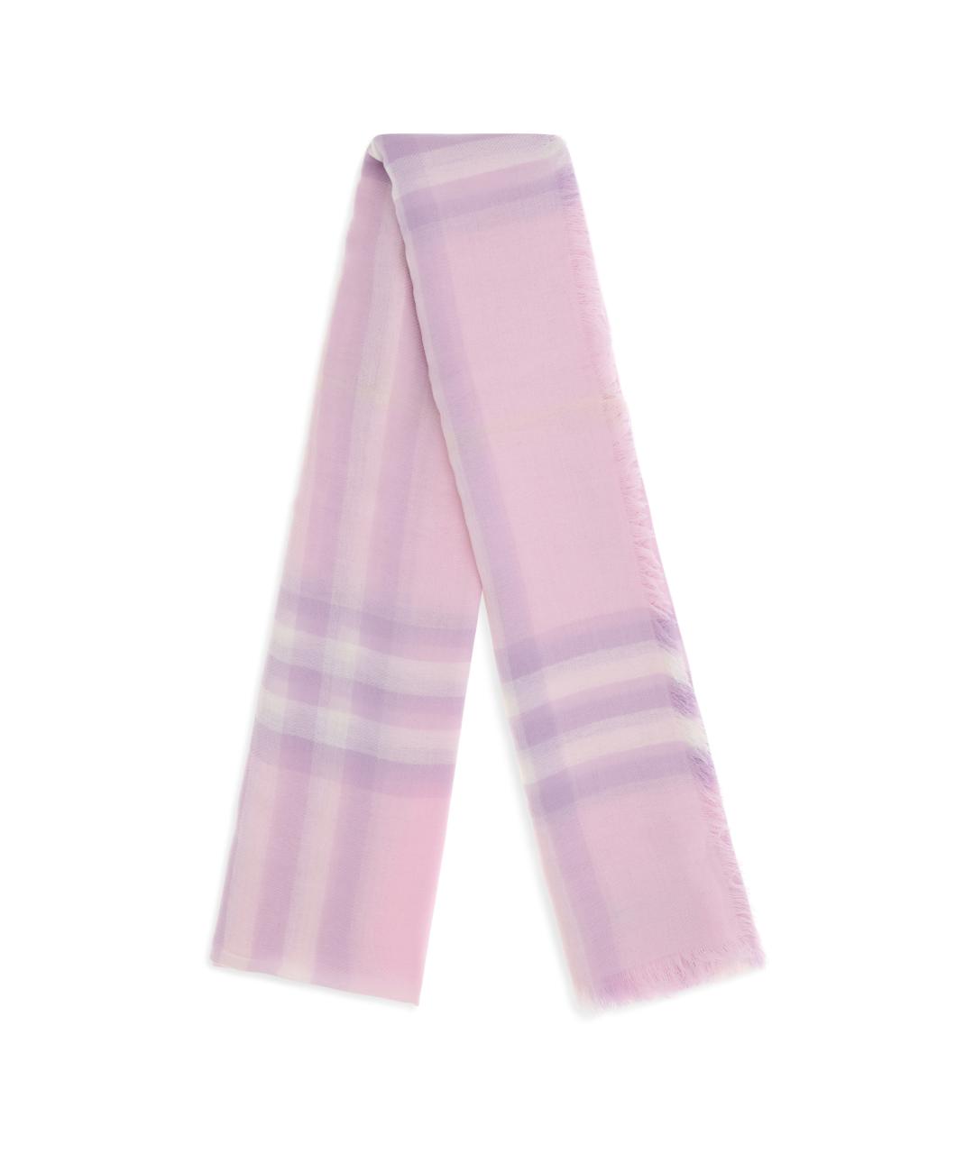BURBERRY Розовый шерстяной шарф, фото 2