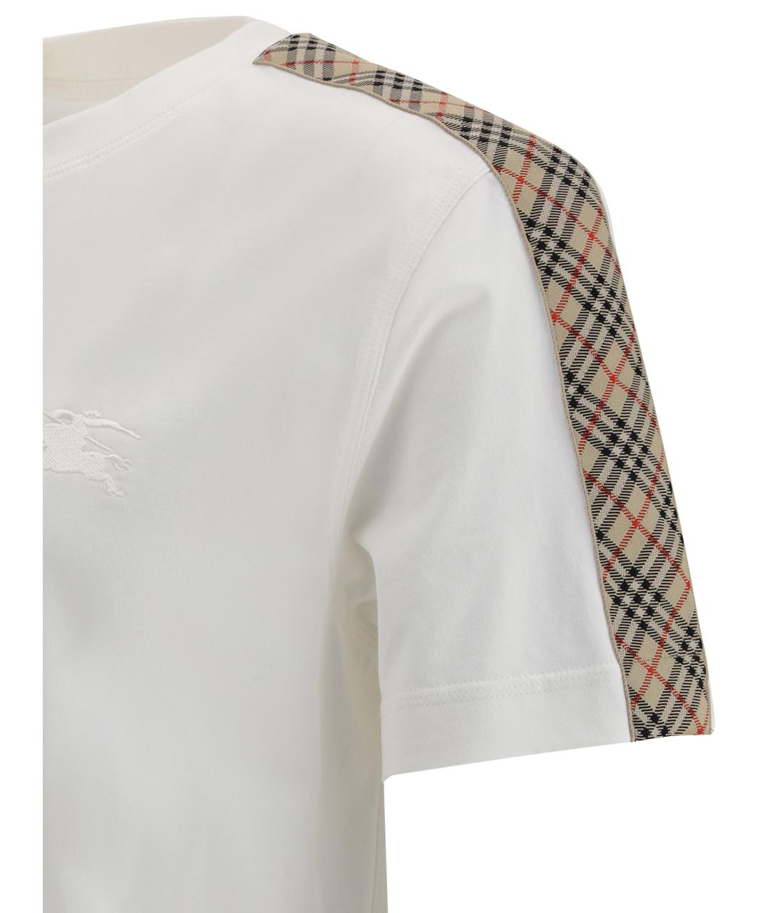 BURBERRY Белая хлопковая футболка, фото 3