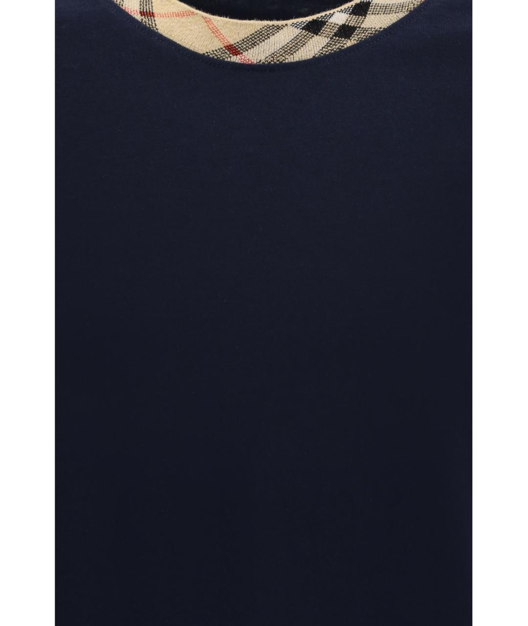 BURBERRY Темно-синяя хлопковая футболка, фото 3