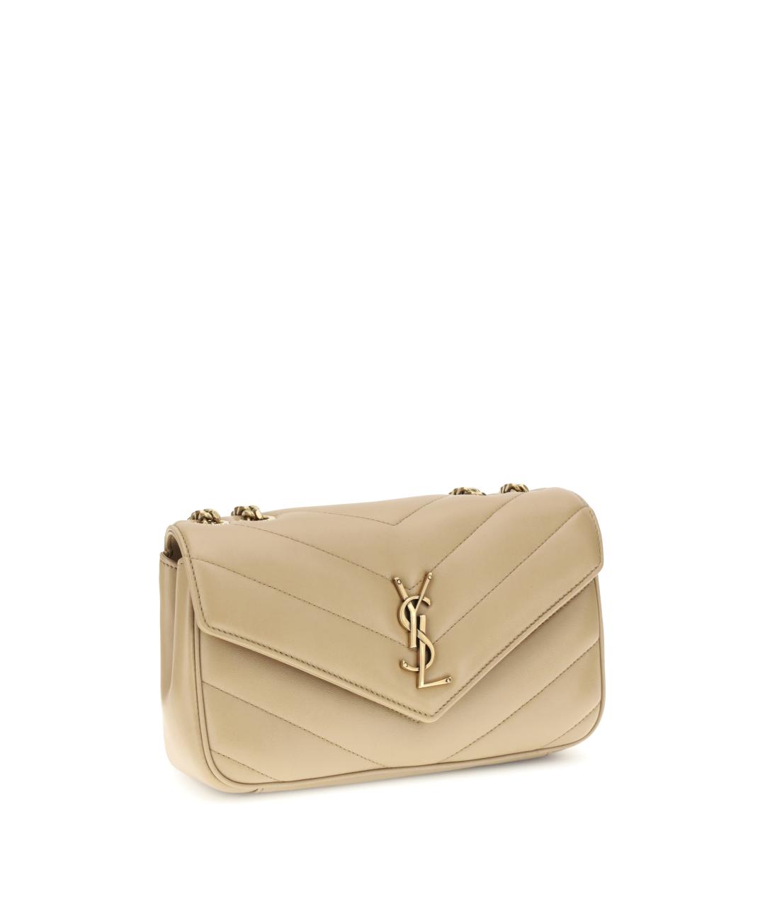 SAINT LAURENT Бежевая кожаная сумка через плечо, фото 2