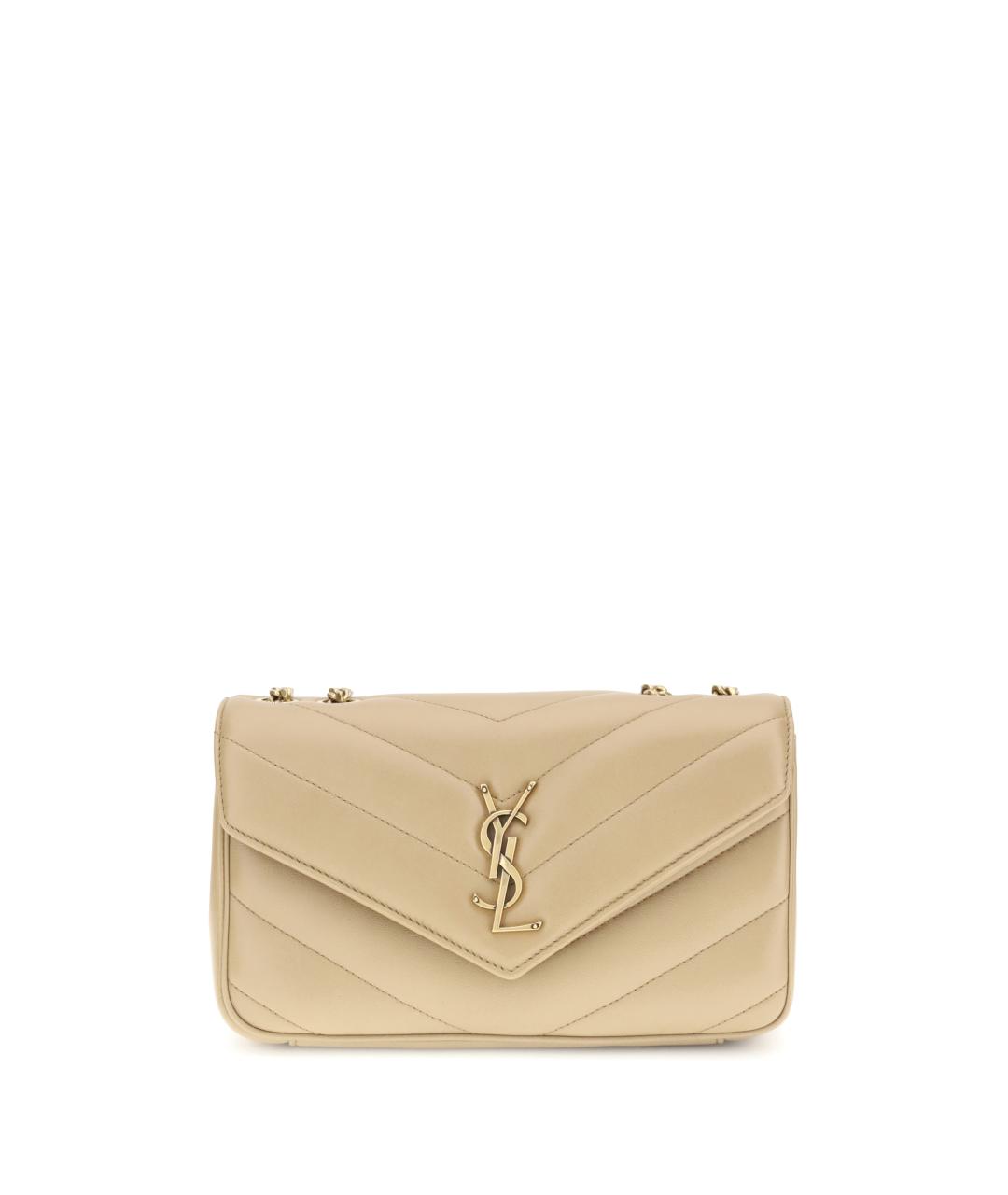 SAINT LAURENT Бежевая кожаная сумка через плечо, фото 1