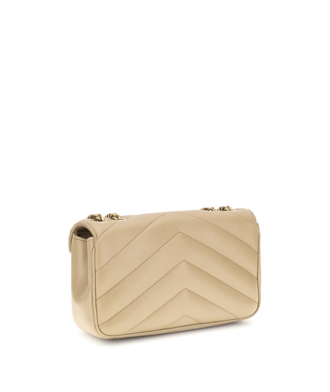 SAINT LAURENT Бежевая кожаная сумка через плечо, фото 3