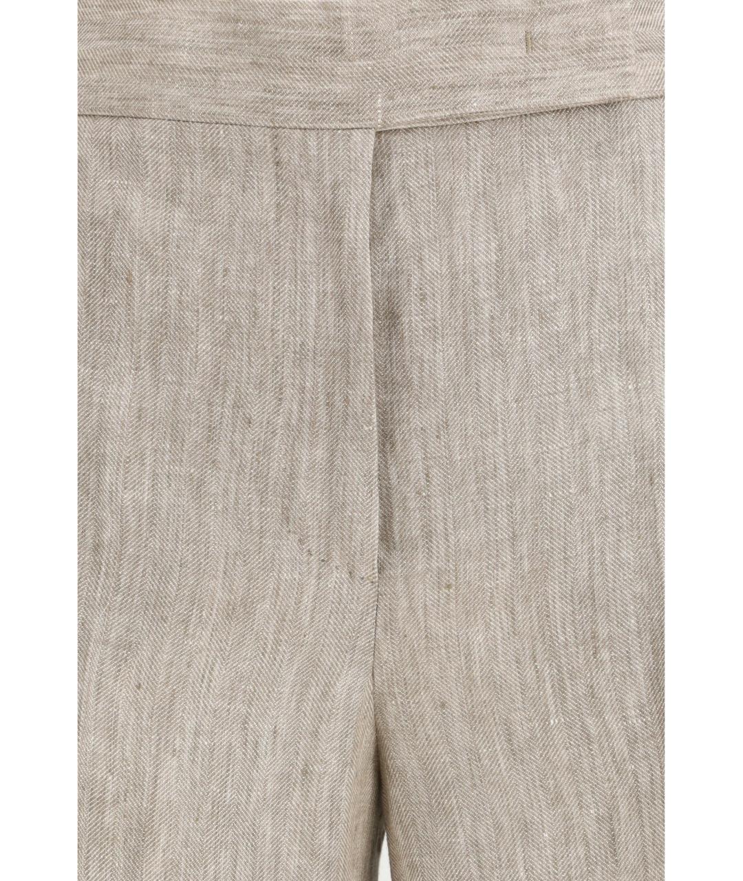 MAX MARA Бежевые льняные прямые брюки, фото 3
