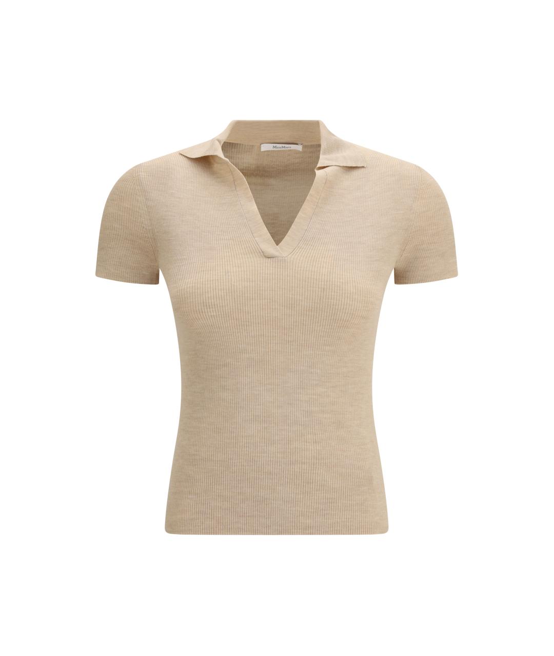 MAX MARA Бежевая шерстяная футболка, фото 1