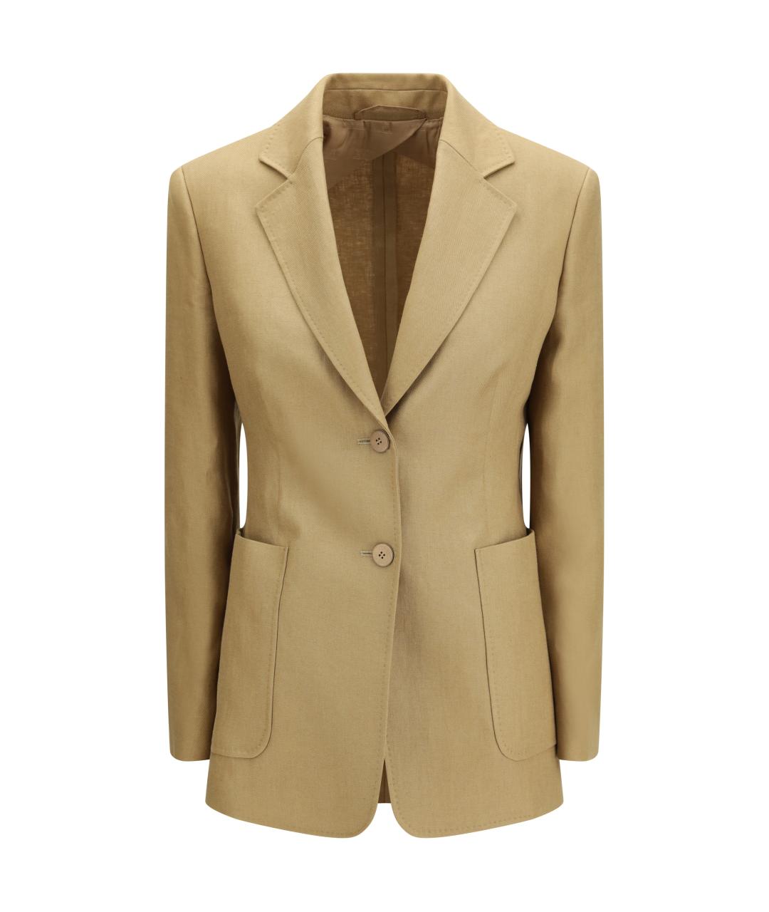 MAX MARA Бежевый льняной жакет/пиджак, фото 1