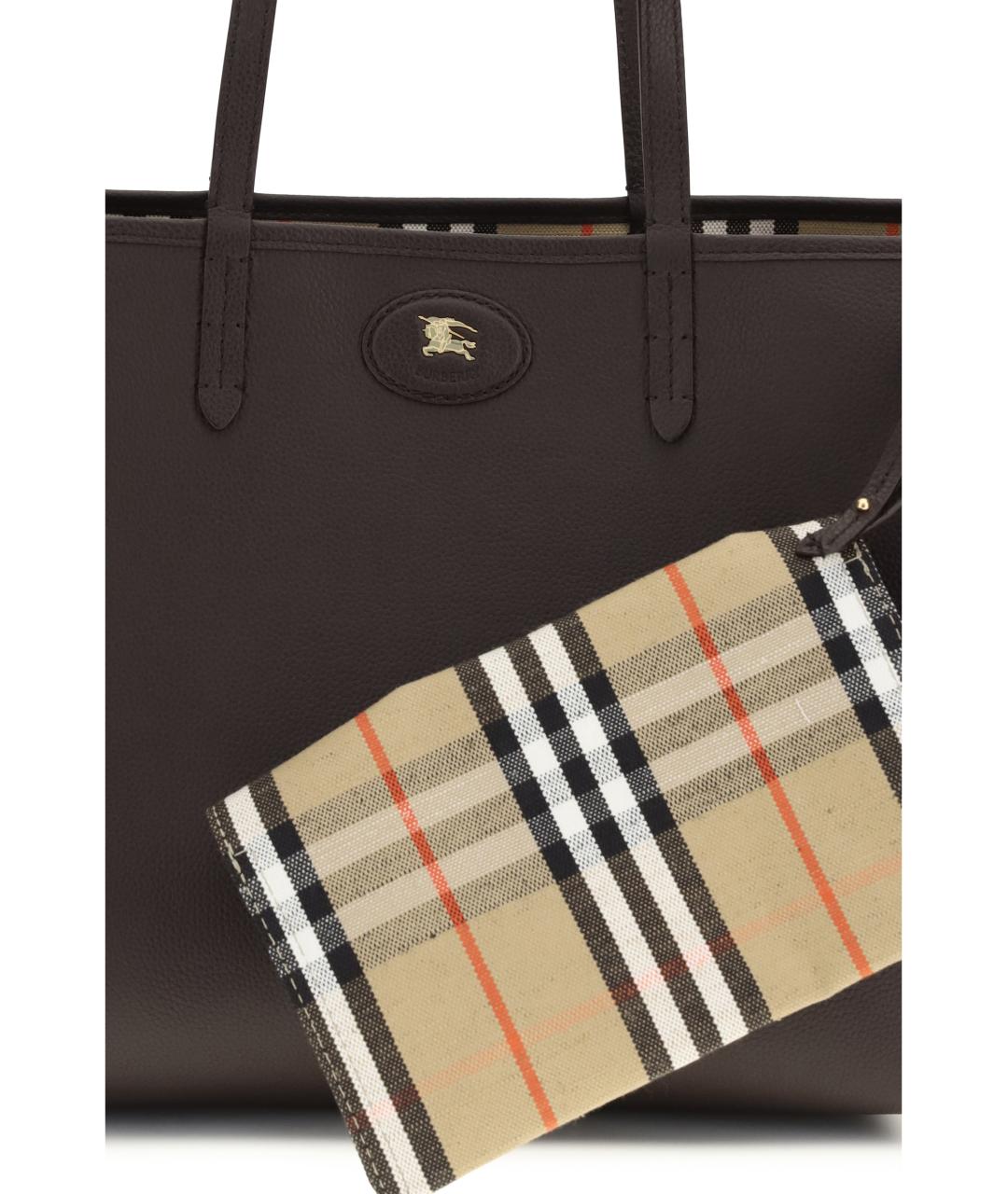 BURBERRY Коричневая кожаная сумка тоут, фото 4