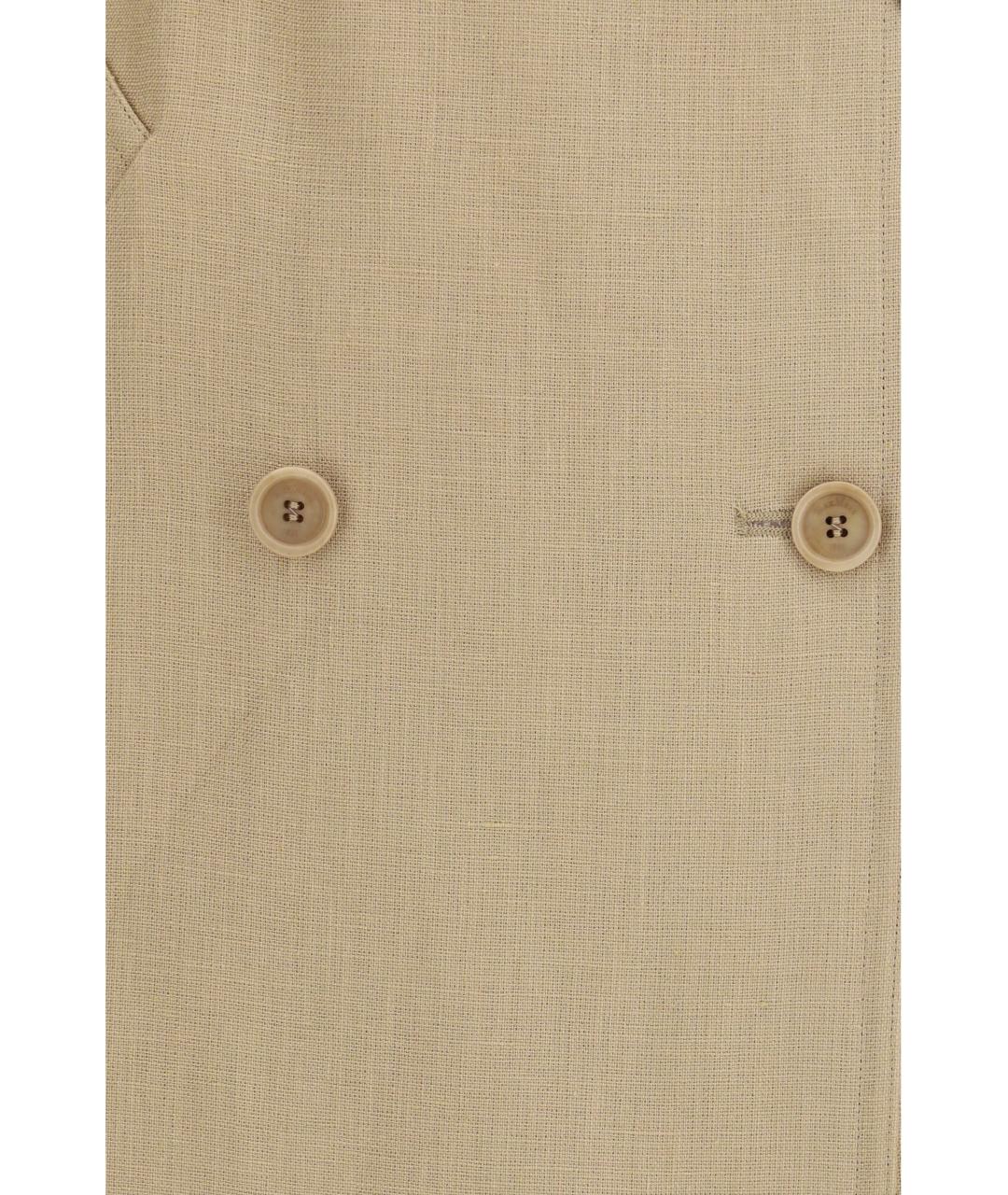 MAX MARA Бежевый льняной тренч/плащ, фото 3