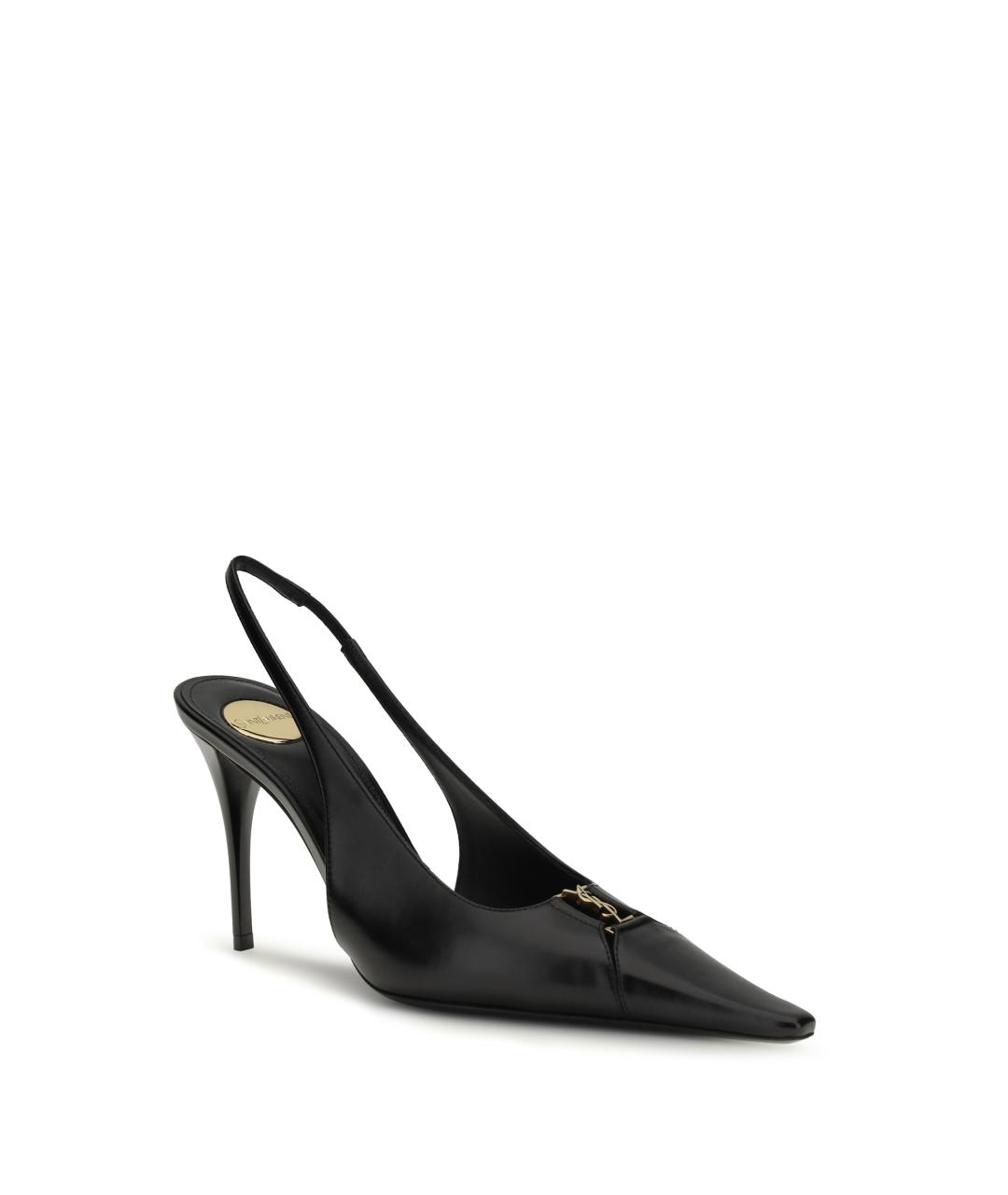 SAINT LAURENT Черные кожаные туфли, фото 2