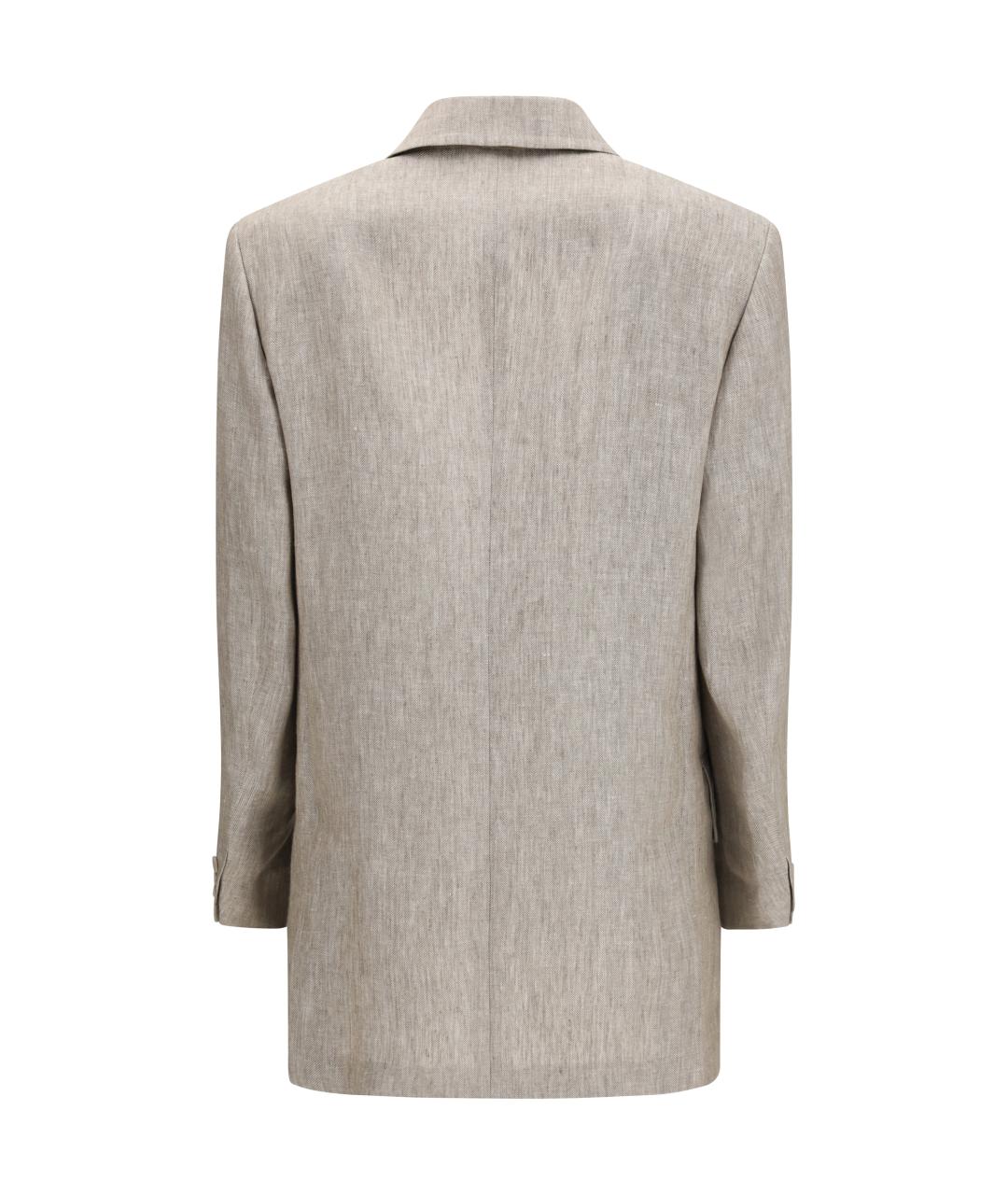 MAX MARA Бежевый льняной жакет/пиджак, фото 2