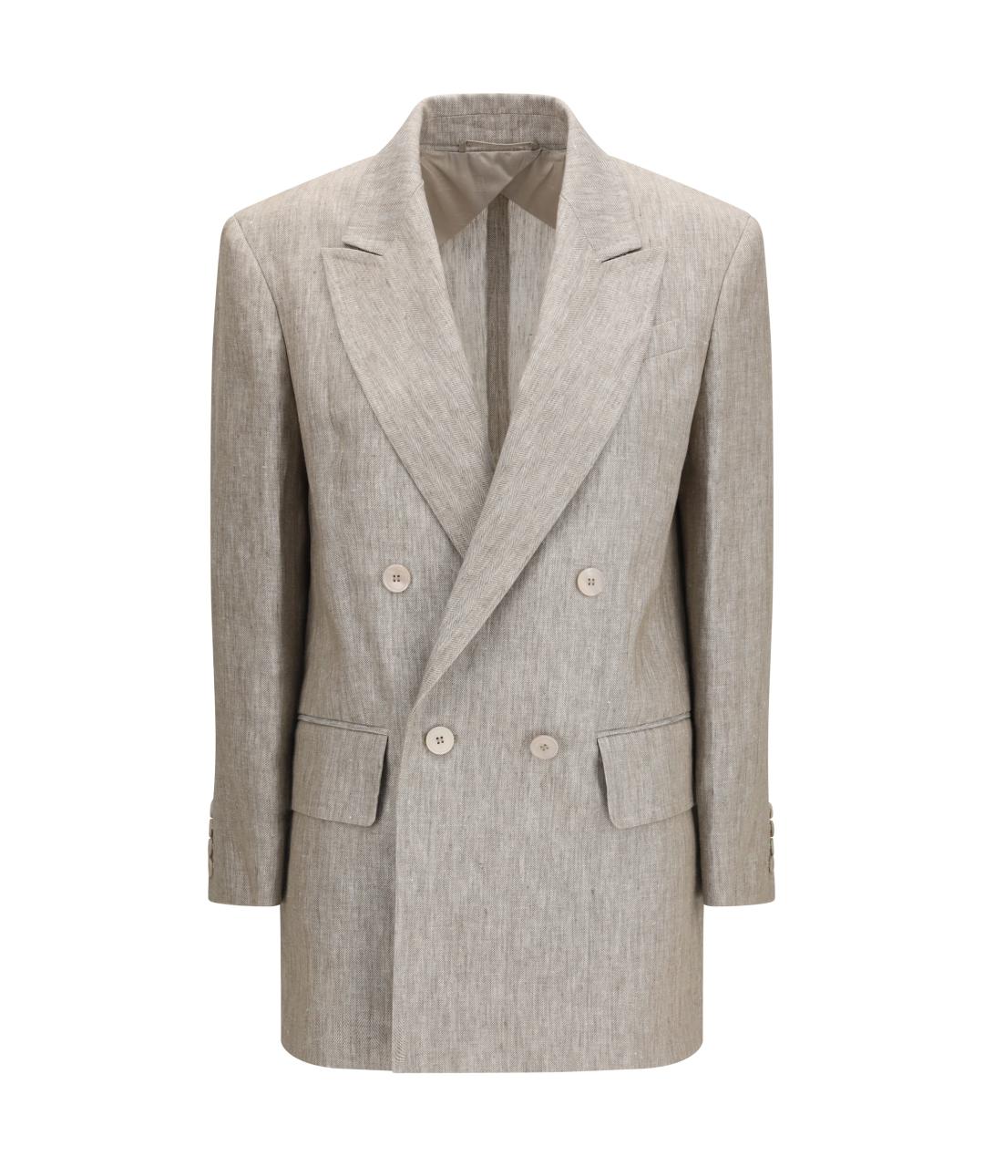 MAX MARA Бежевый льняной жакет/пиджак, фото 1