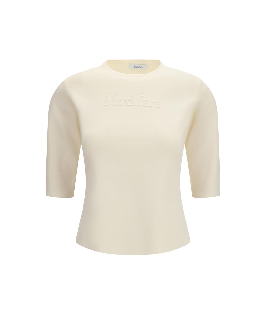 MAX MARA Бежевая вискозная футболка, фото 4