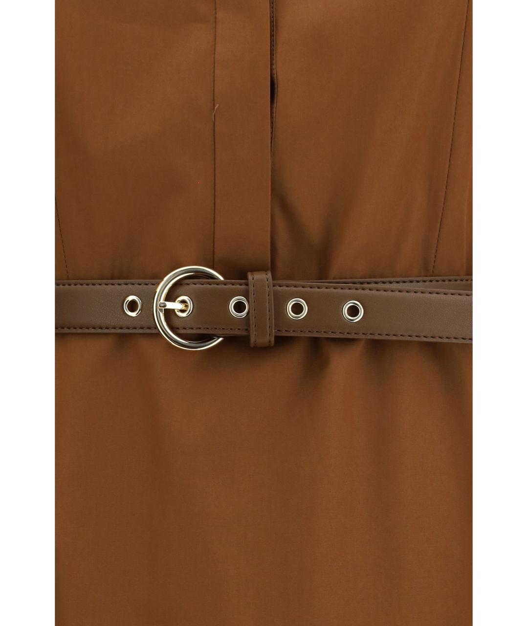 MAX MARA STUDIO Коричневое хлопковое повседневное платье, фото 3