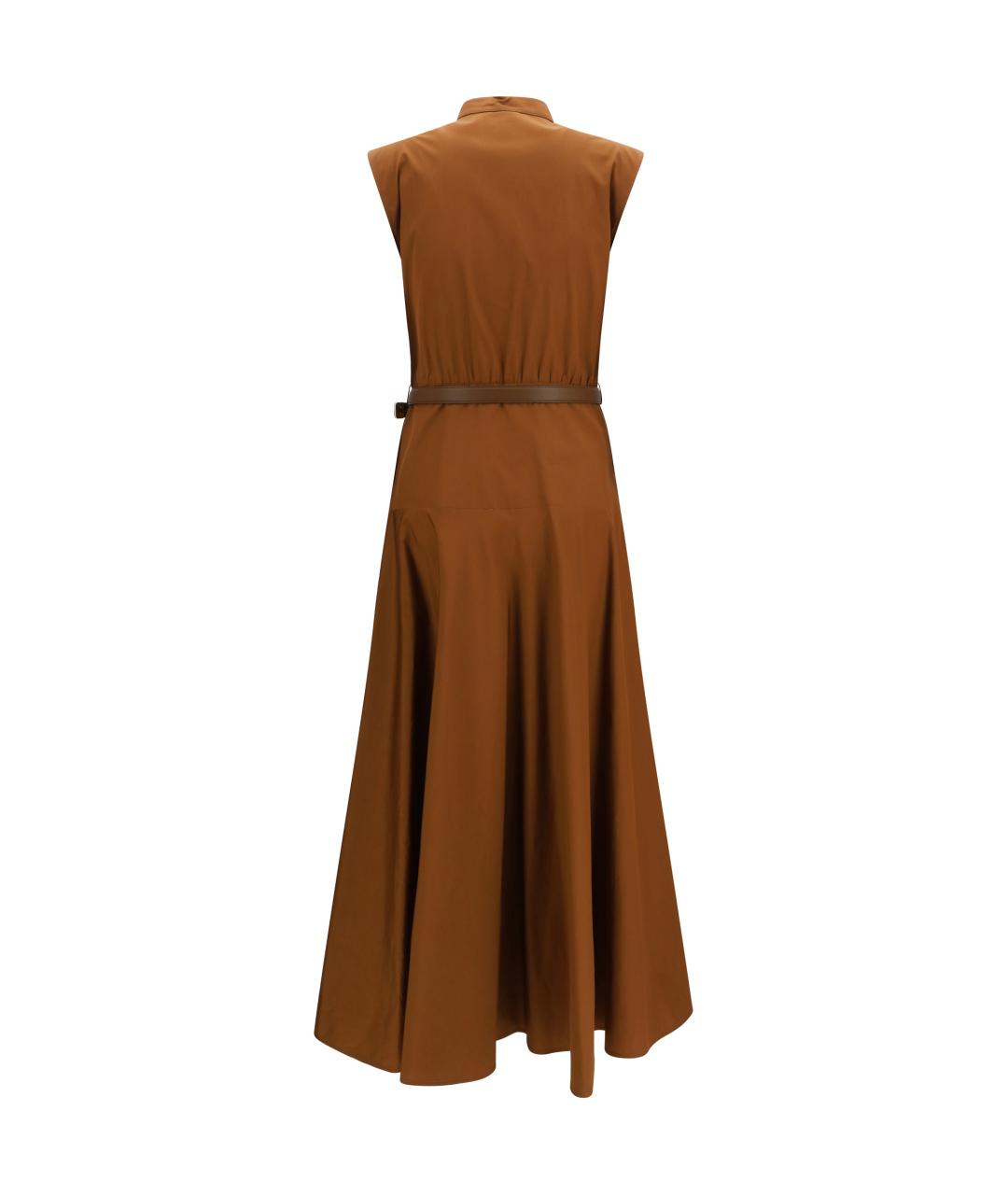 MAX MARA STUDIO Коричневое хлопковое повседневное платье, фото 2