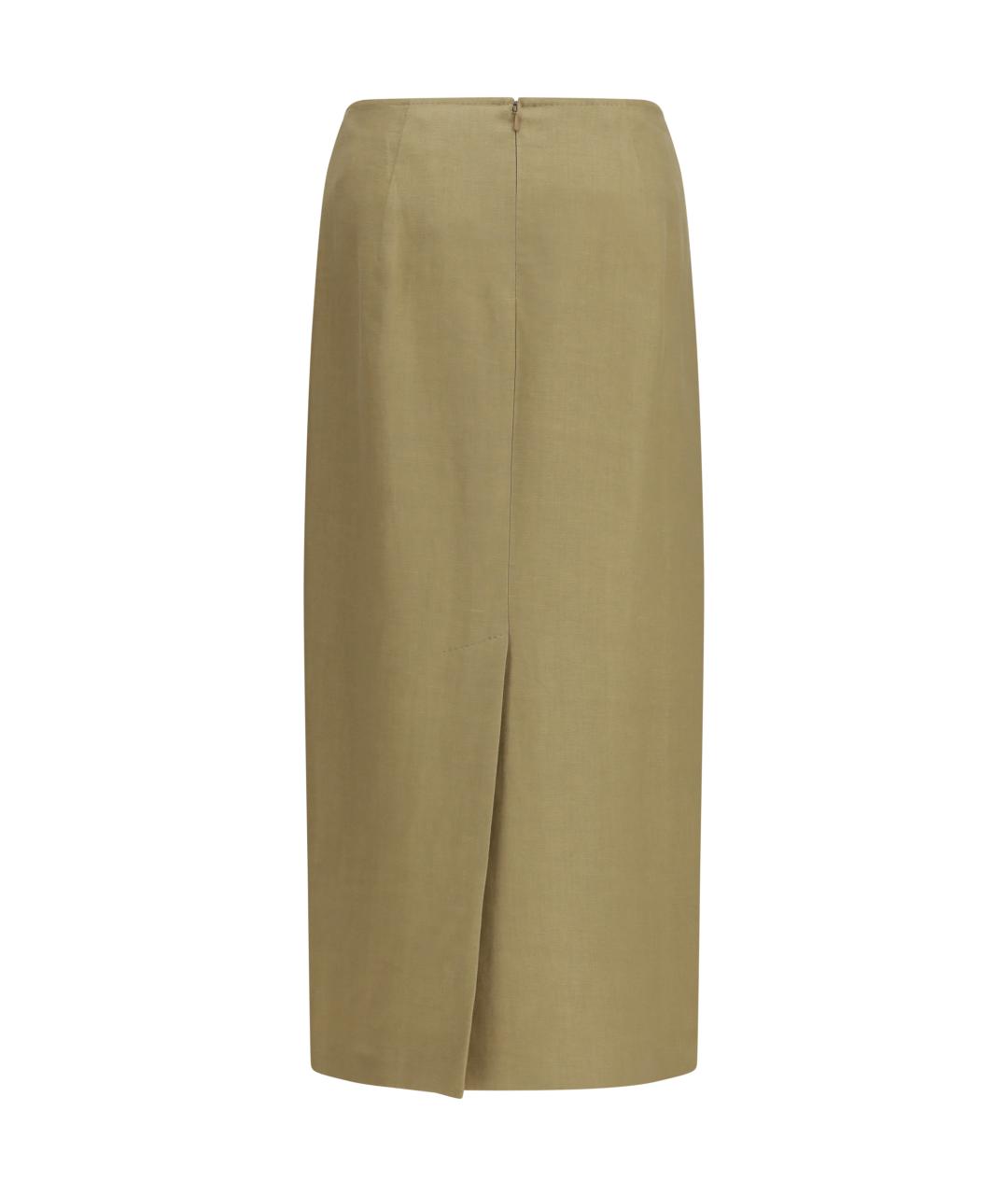 MAX MARA Бежевая льняная юбка миди, фото 2