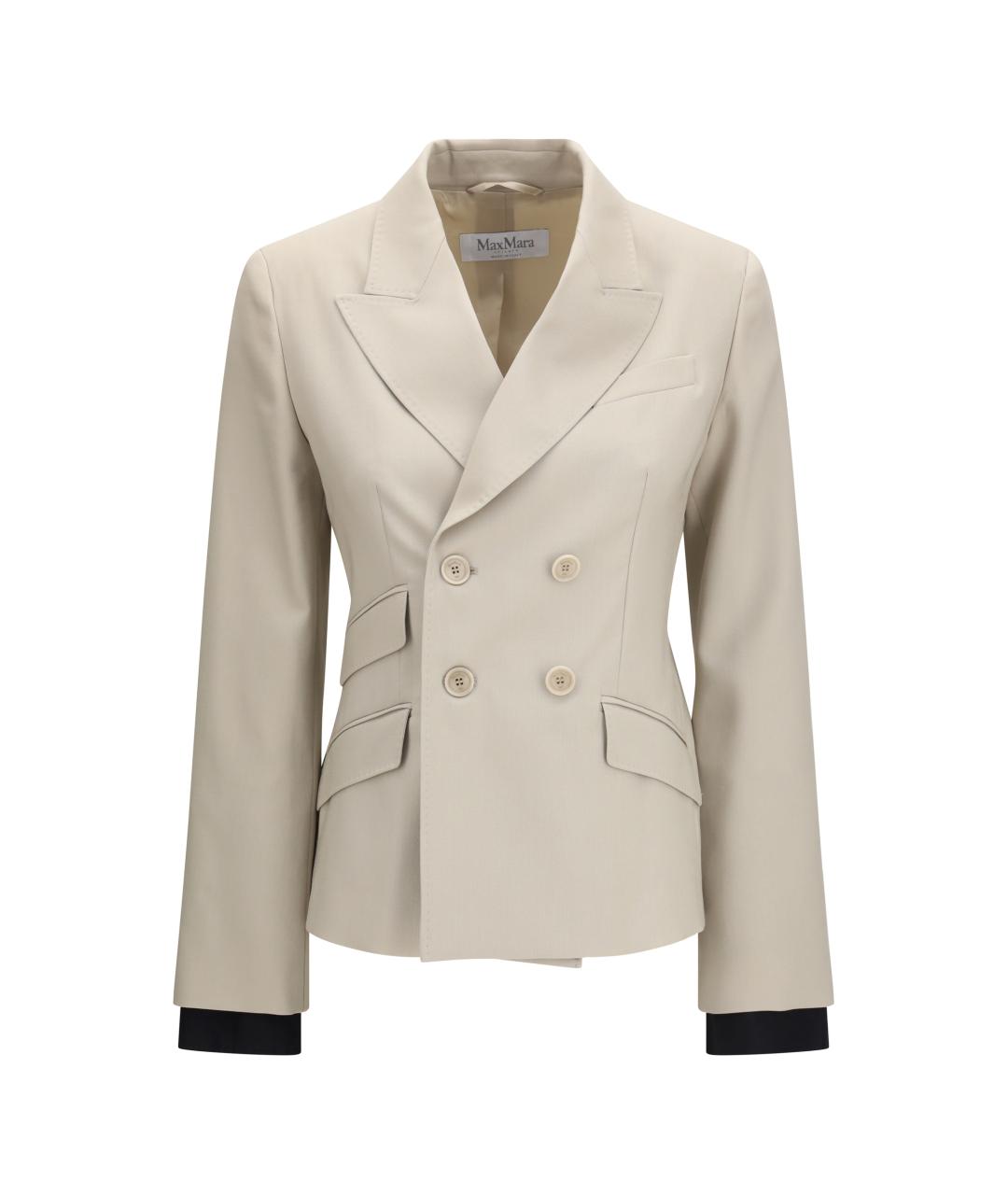 MAX MARA Бежевый шерстяной жакет/пиджак, фото 1