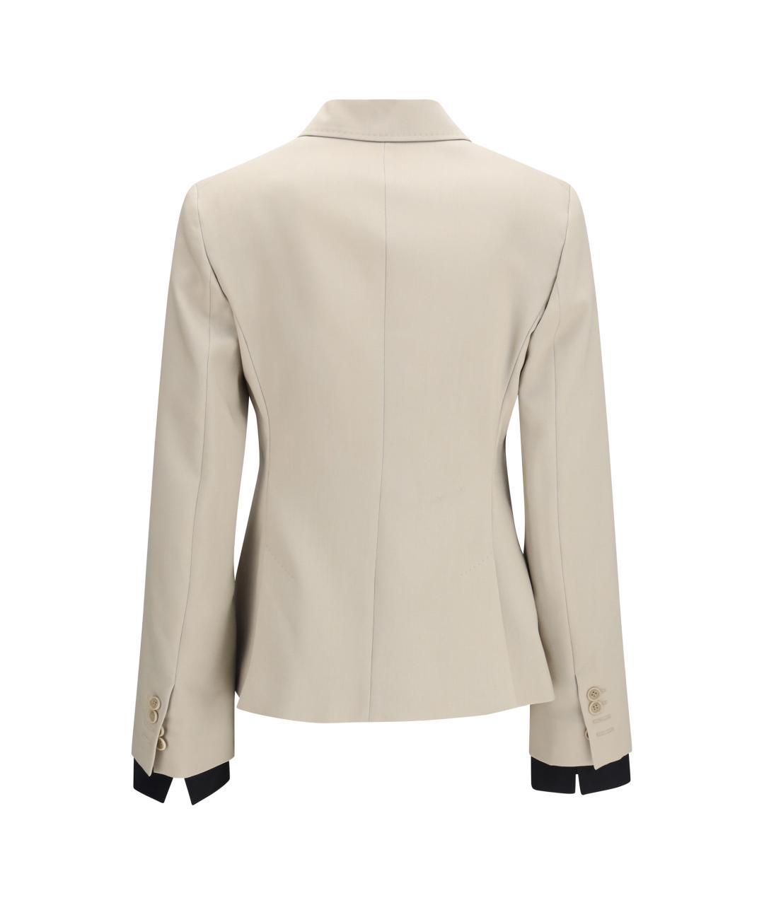 MAX MARA Бежевый шерстяной жакет/пиджак, фото 2