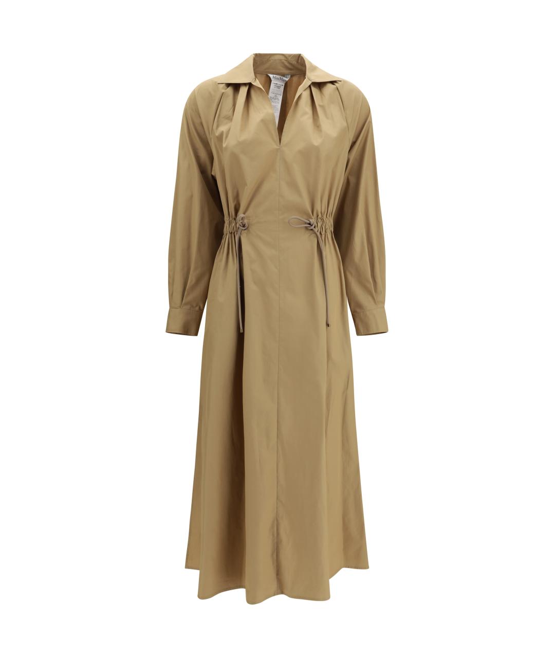 MAX MARA Бежевое хлопковое повседневное платье, фото 1