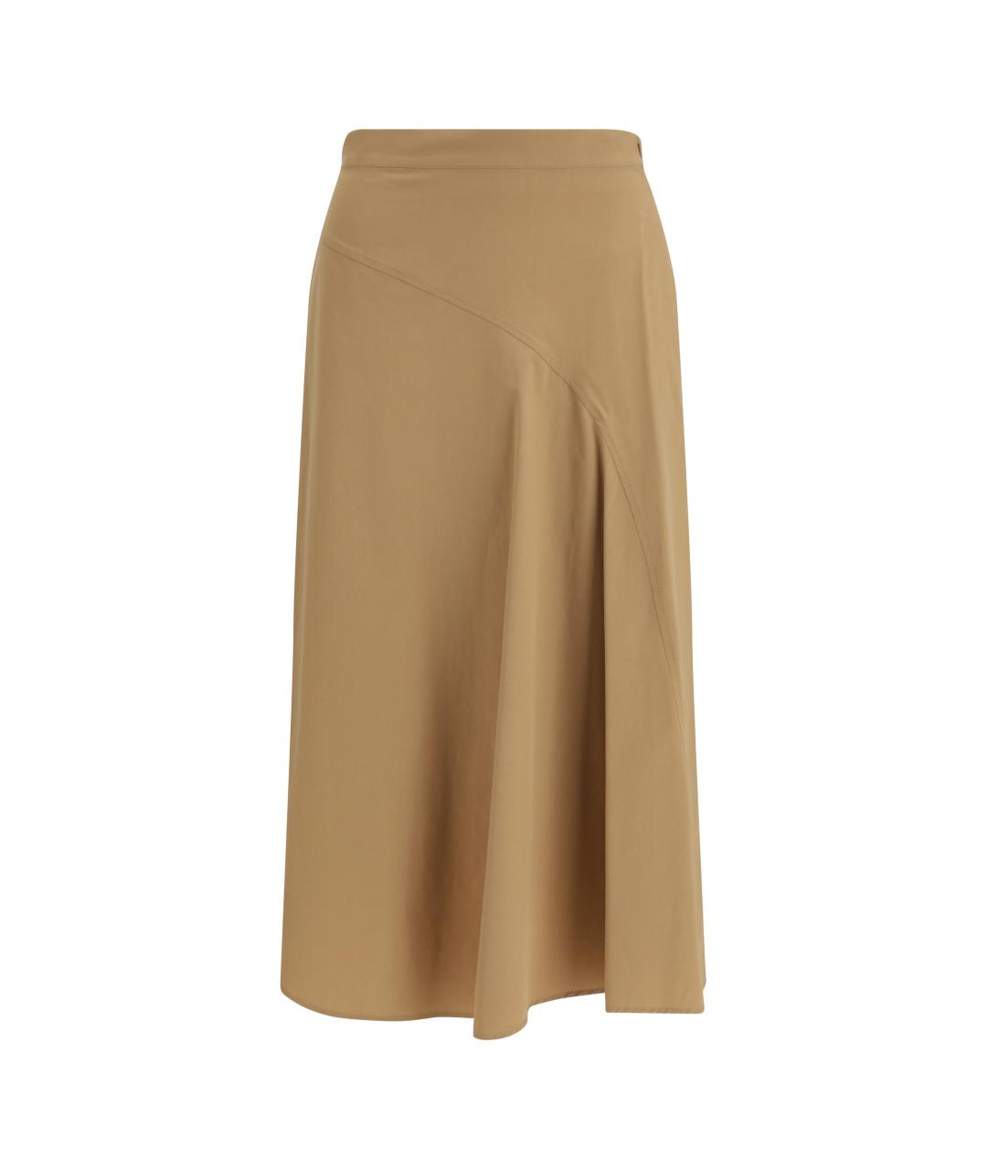 WEEKEND MAX MARA Бежевая хлопковая юбка миди, фото 1