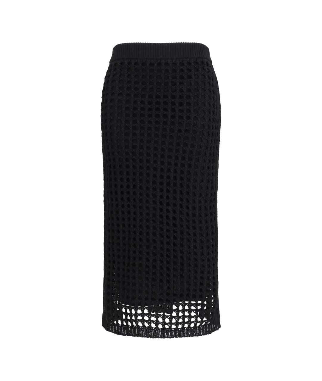 MAX MARA Черная хлопковая юбка миди, фото 1