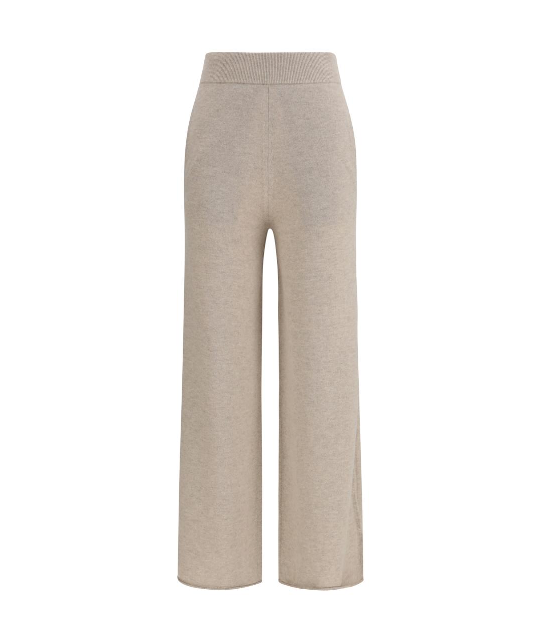 MAX MARA Бежевые кашемировые прямые брюки, фото 1