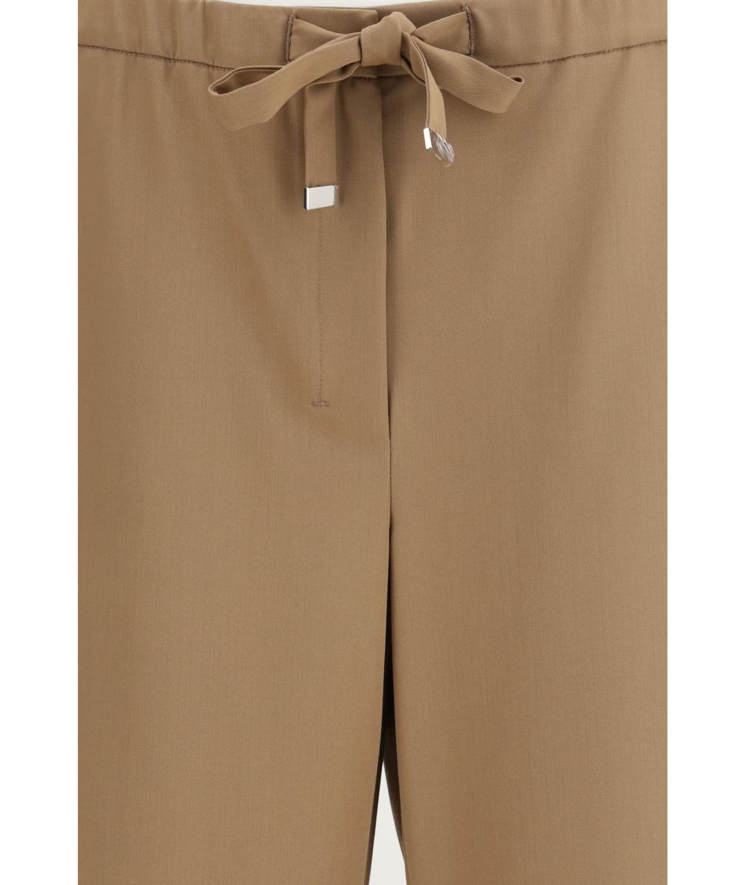 'S MAX MARA Коричневые шерстяные прямые брюки, фото 3