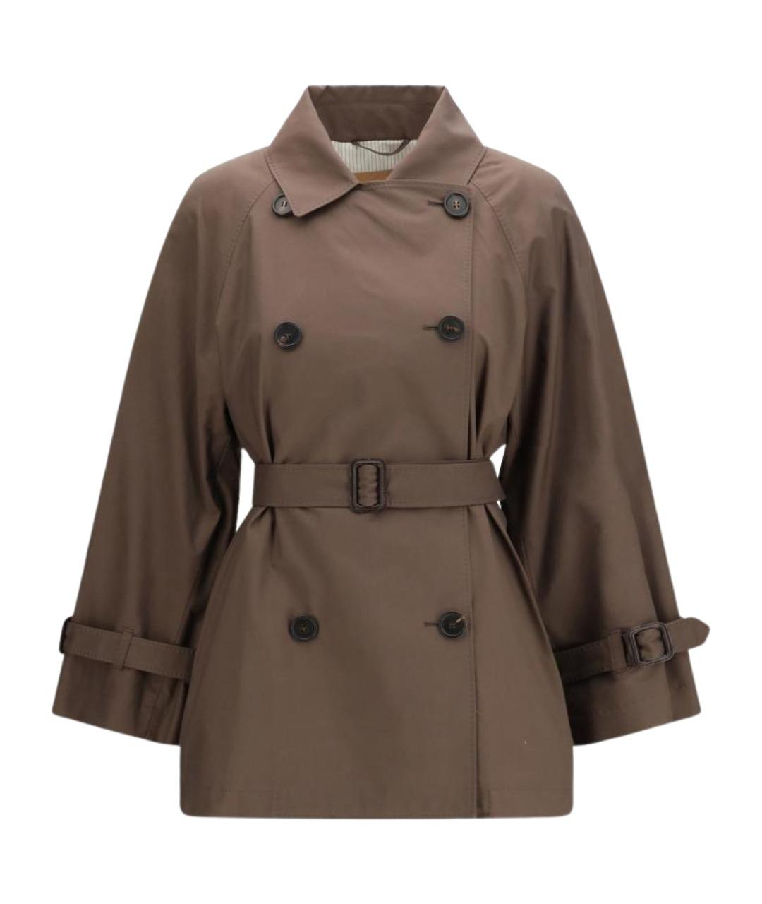 MAX MARA Коричневый хлопковый тренч/плащ, фото 1