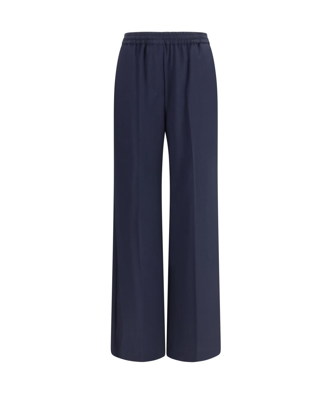 WEEKEND MAX MARA Синие шерстяные прямые брюки, фото 1