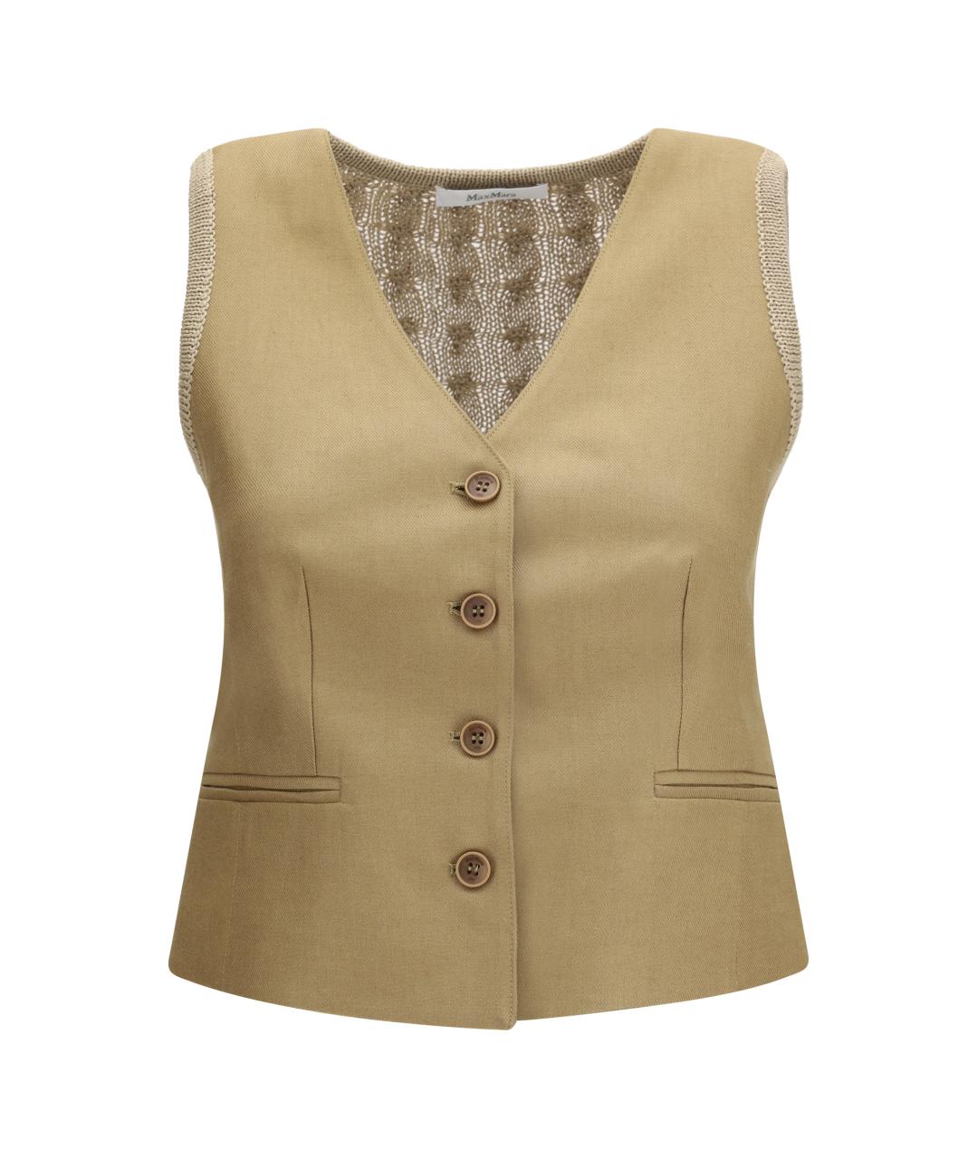 MAX MARA Бежевый льняной жилет, фото 1