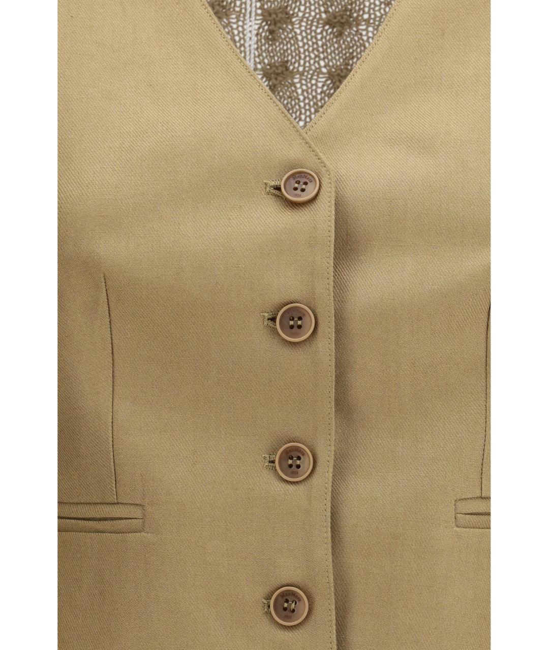 MAX MARA Бежевый льняной жилет, фото 3
