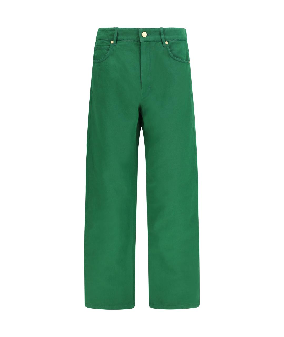 'S MAX MARA Зеленые хлопковые прямые брюки, фото 1