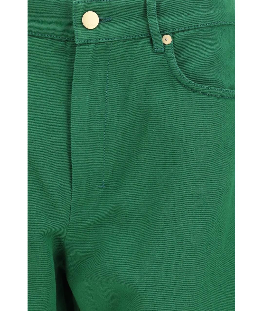 'S MAX MARA Зеленые хлопковые прямые брюки, фото 3