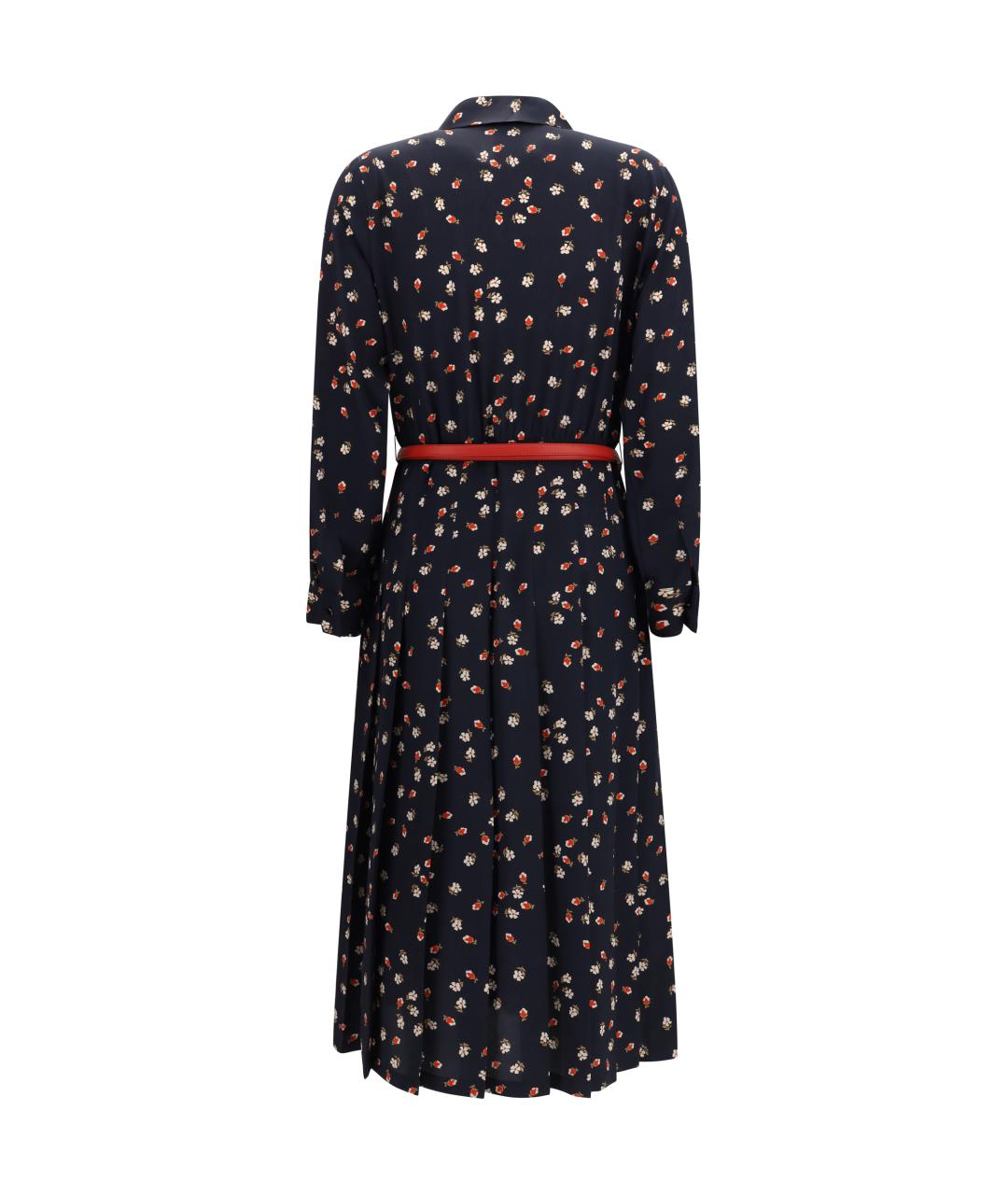 MAX MARA STUDIO Синее шелковое повседневное платье, фото 2