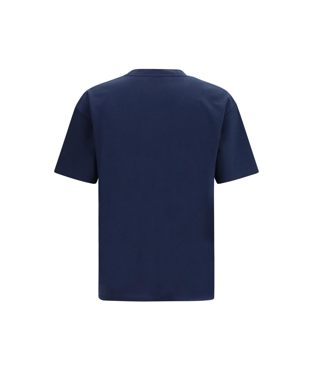 SAINT LAURENT Темно-синяя хлопковая футболка, фото 2