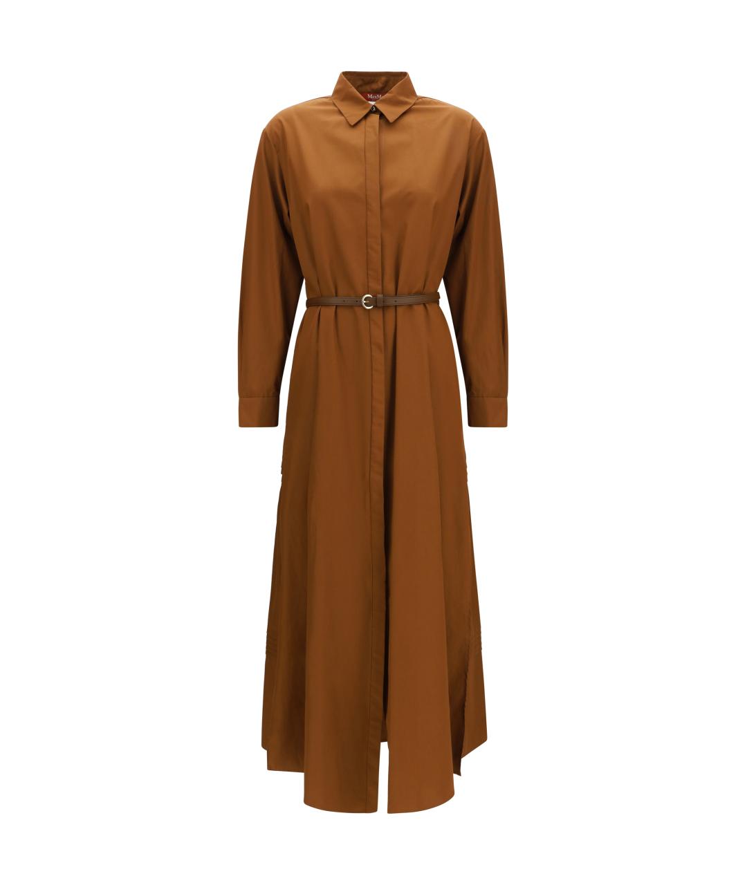 MAX MARA STUDIO Коричневое хлопковое повседневное платье, фото 1