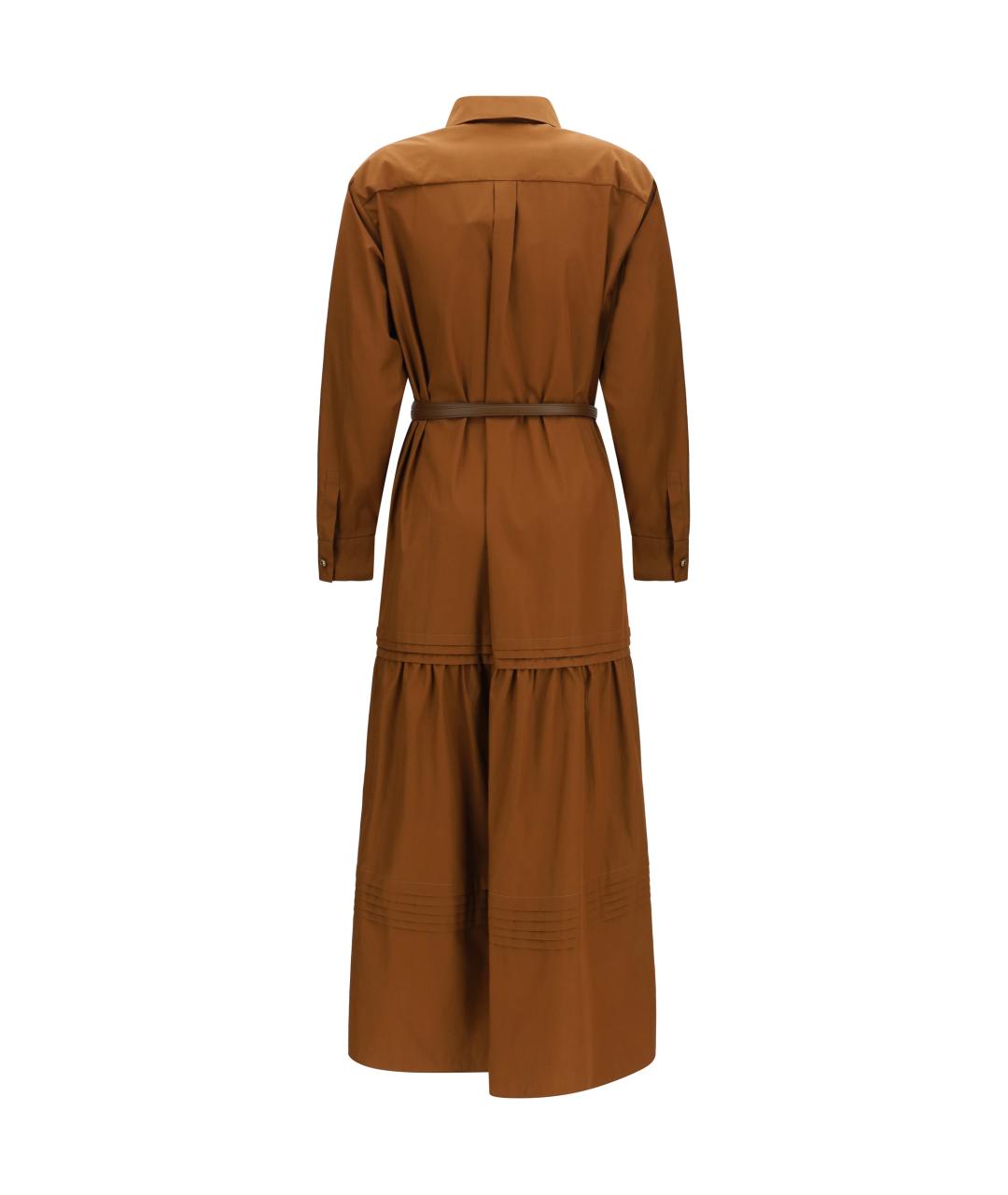 MAX MARA STUDIO Коричневое хлопковое повседневное платье, фото 2