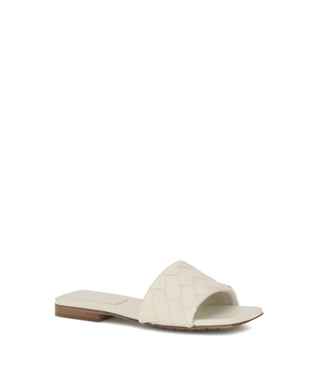 BOTTEGA VENETA Белые кожаные шлепанцы, фото 2