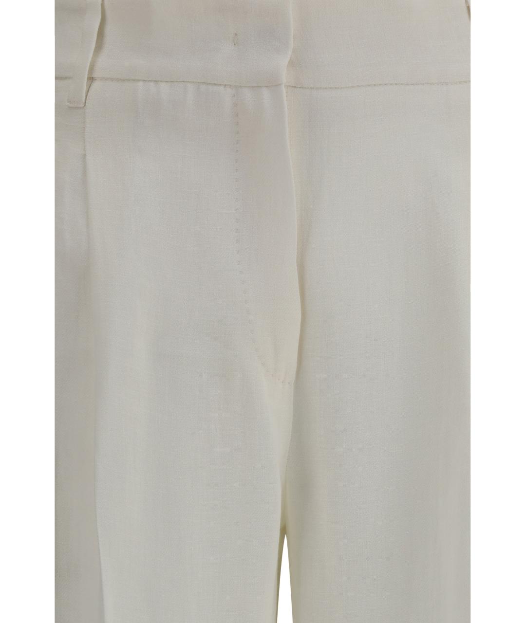 MAX MARA STUDIO Бежевые льняные прямые брюки, фото 3