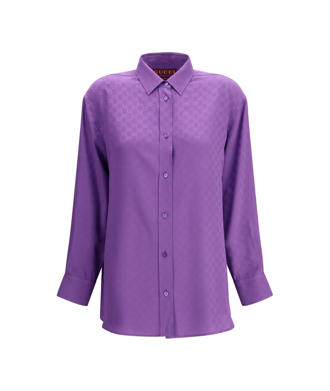 GUCCI Фиолетовая шелковая рубашка, фото 1