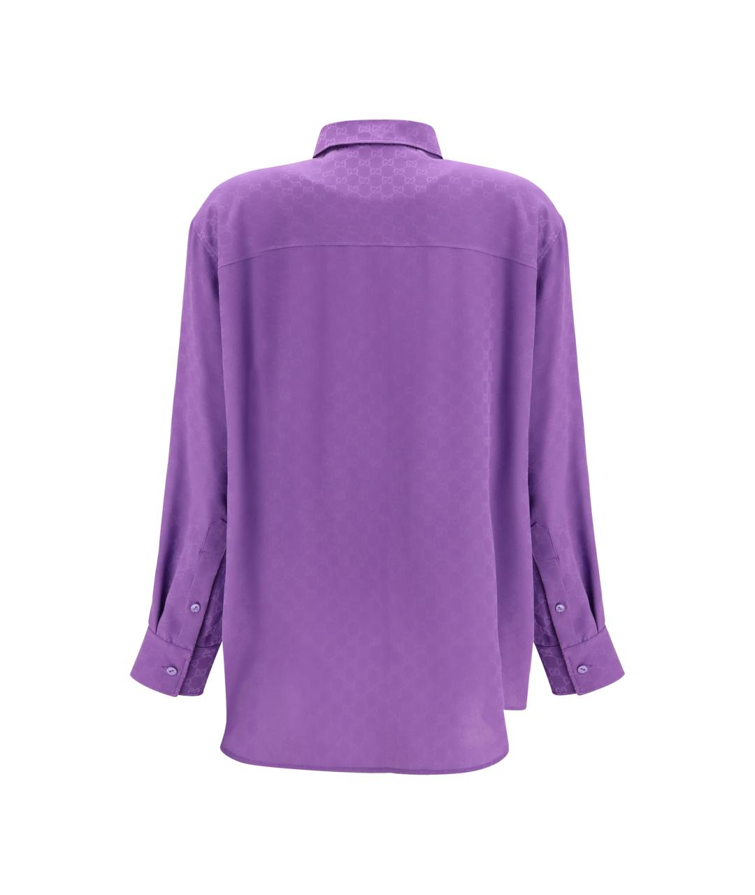 GUCCI Фиолетовая шелковая рубашка, фото 2