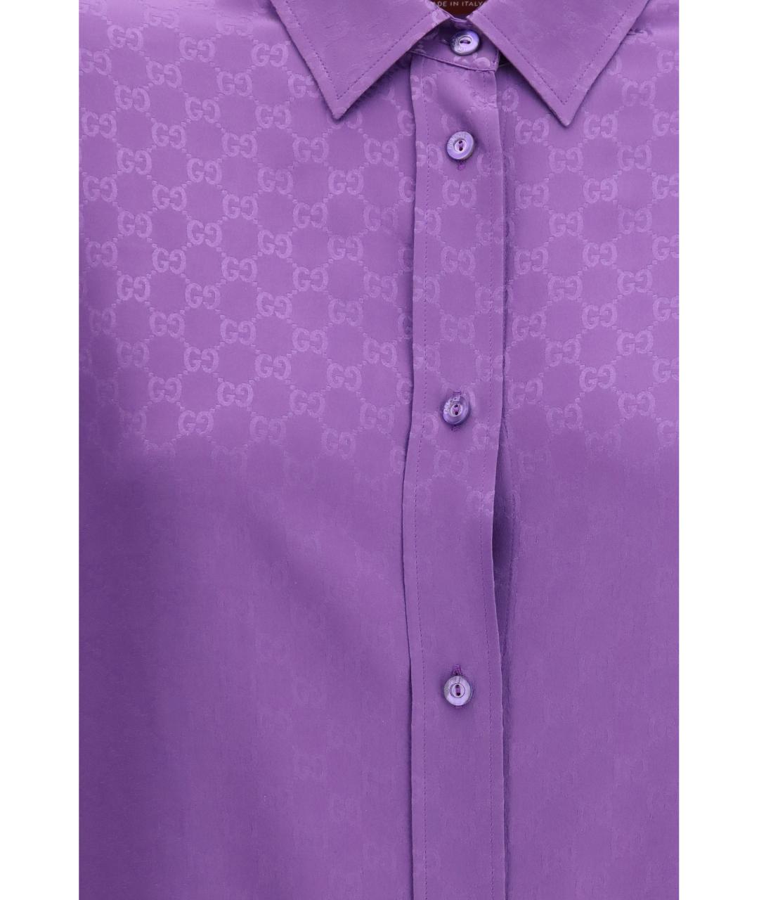 GUCCI Фиолетовая шелковая рубашка, фото 3