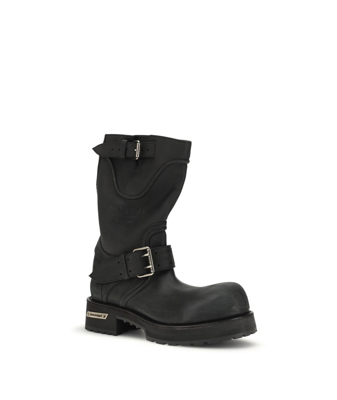 BALENCIAGA Черные кожаные высокие ботинки, фото 2