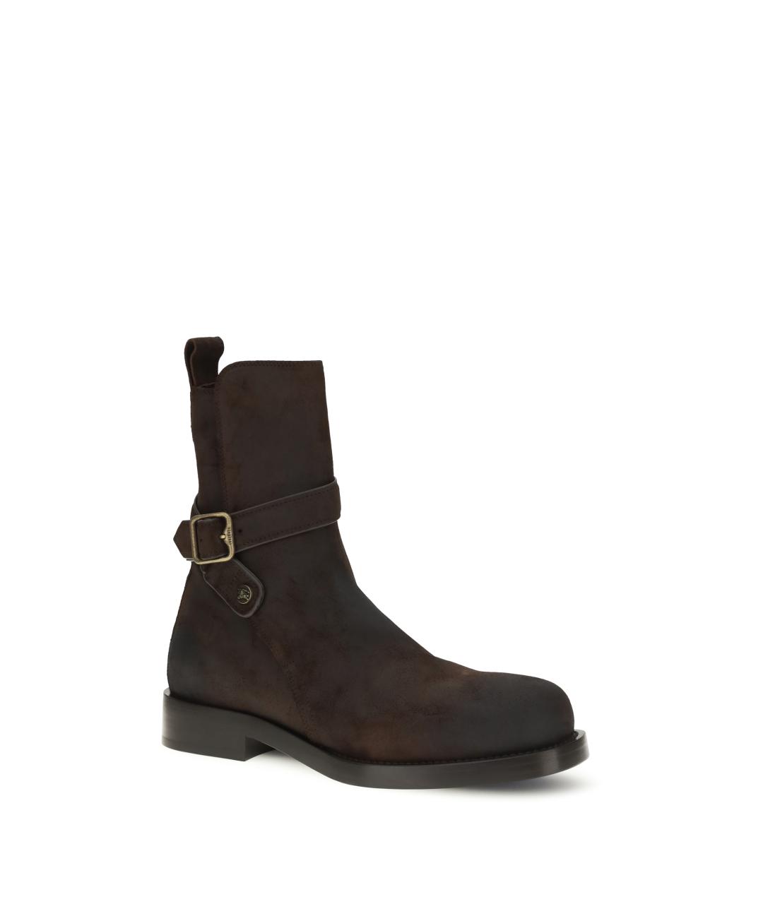 BURBERRY Коричневые кожаные высокие ботинки, фото 2