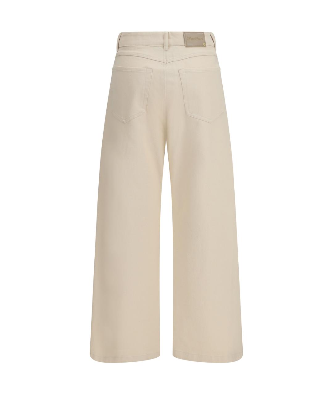 'S MAX MARA Бежевые хлопковые прямые брюки, фото 2