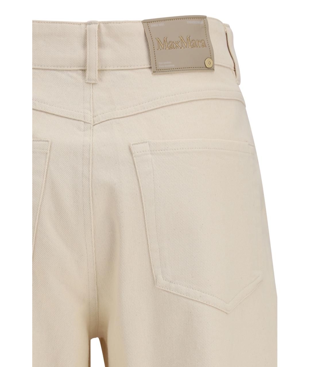 'S MAX MARA Бежевые хлопковые прямые брюки, фото 3