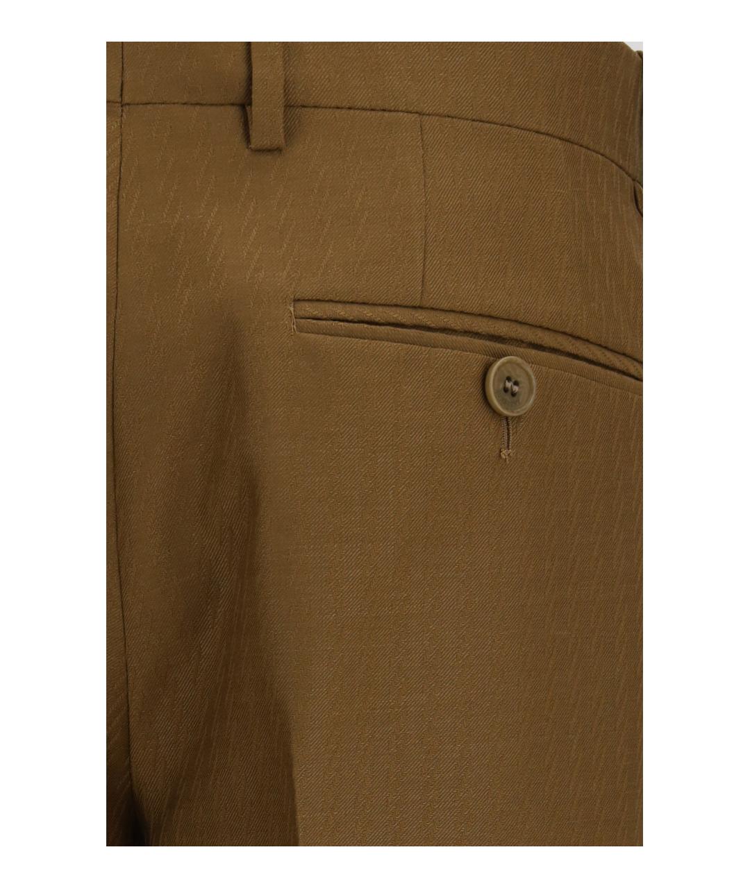 BURBERRY Коричневые шерстяные прямые брюки, фото 3