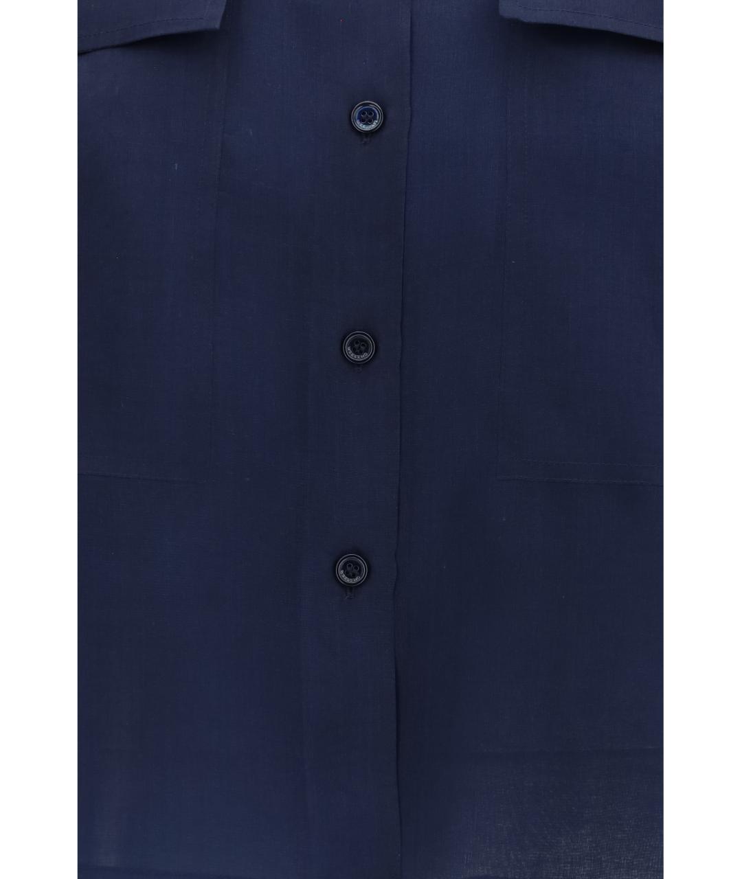 WEEKEND MAX MARA Темно-синяя шелковая рубашка, фото 3