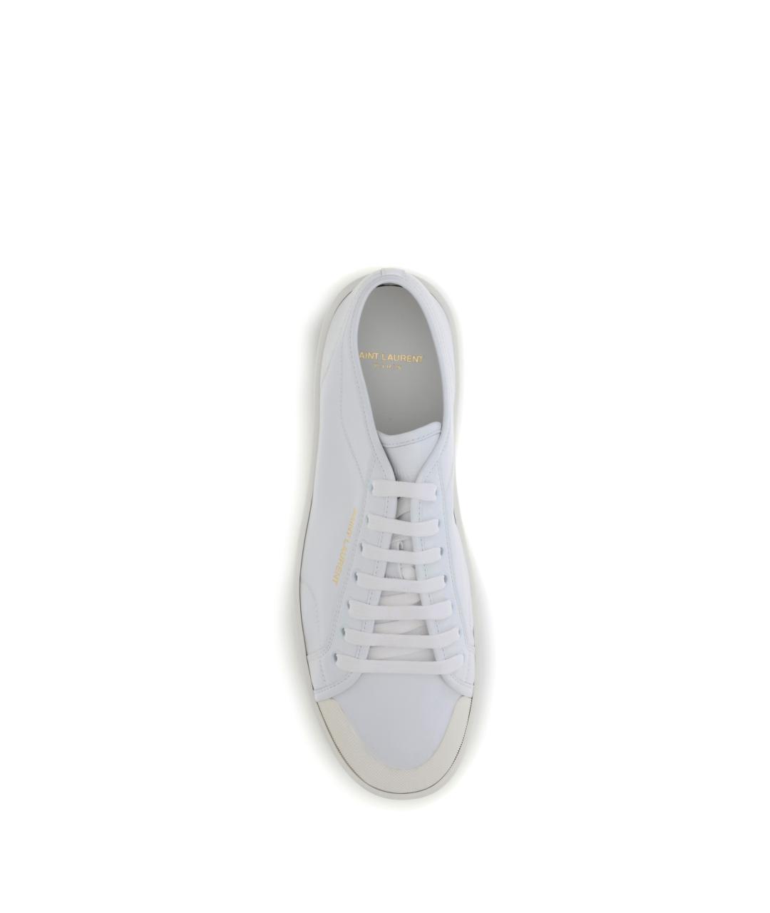 SAINT LAURENT Белые кожаные низкие кроссовки / кеды, фото 4