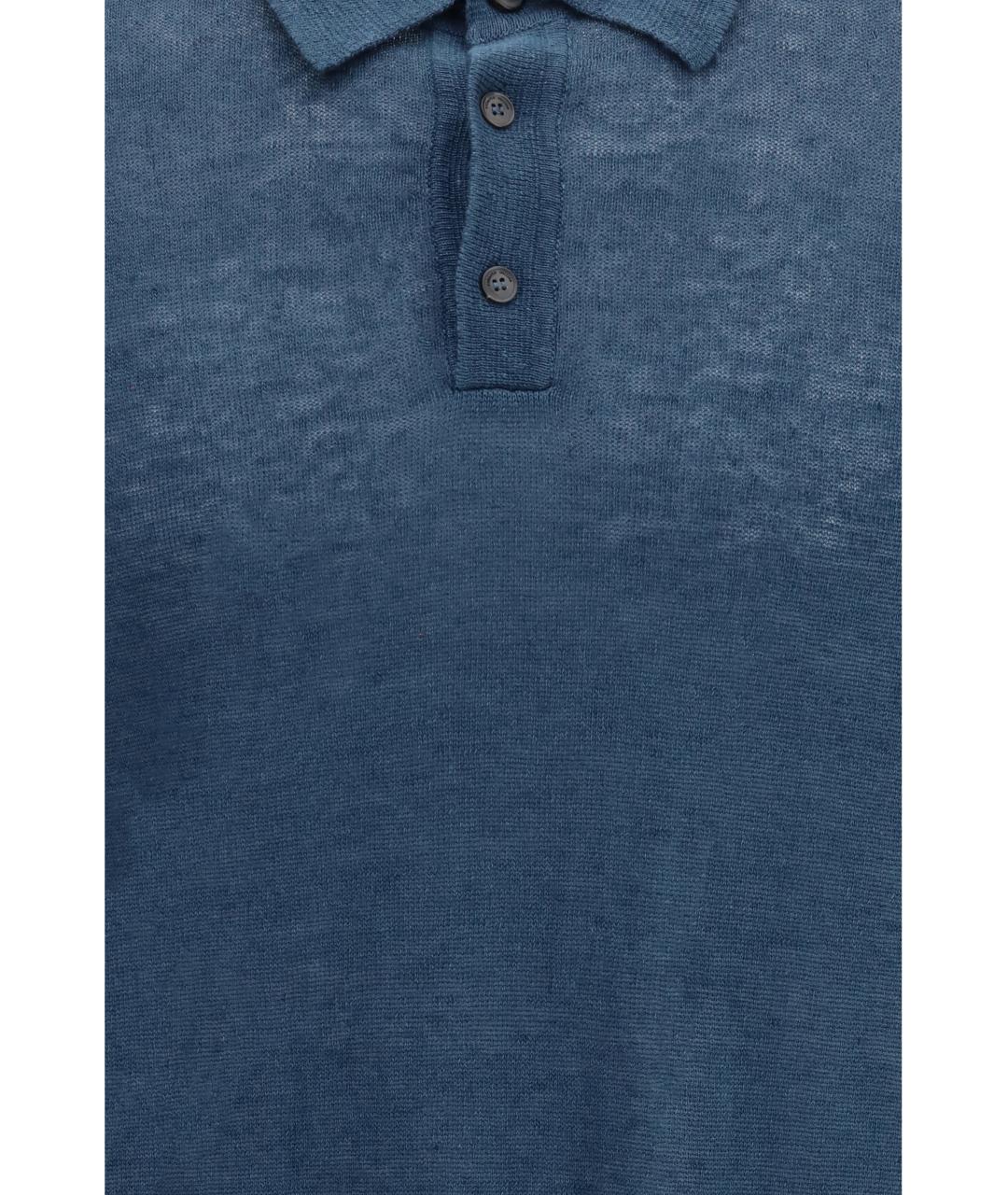 ROBERTO COLLINA Синее поло с коротким рукавом, фото 3
