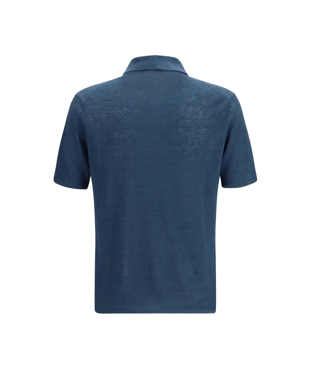 ROBERTO COLLINA Синее поло с коротким рукавом, фото 2