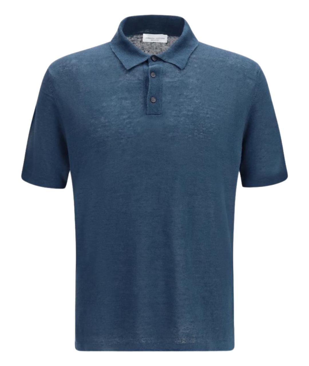 ROBERTO COLLINA Синее поло с коротким рукавом, фото 1